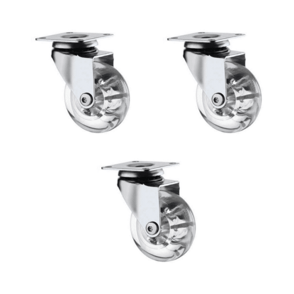 Rodízios de silicone, para móveis pesados ou leves, garantindo mobilidade e segurança. com um modelo de 50mm. Nesta versão não há freios.