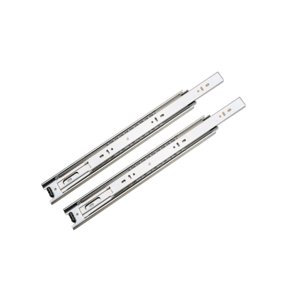 Com esta corrediça telescópica h45 sua gaveta abrirá e fechará com mais suavidade, firmeza (baixa vibração). Modelo 550mm, capacidade de carga 45Kg