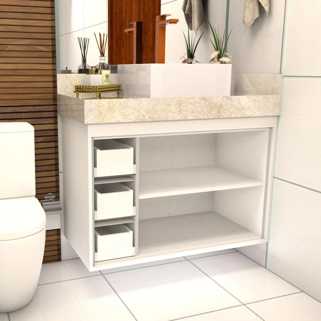 Gabinete para Banheiro Sob Medida 100% MDF – Orvalho