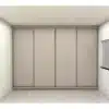 guarda-roupa moderno sob medida com 4 portas de correr em MDF com puxadores perfil