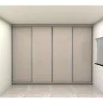guarda-roupa moderno sob medida com 4 portas de correr em MDF com puxadores perfil