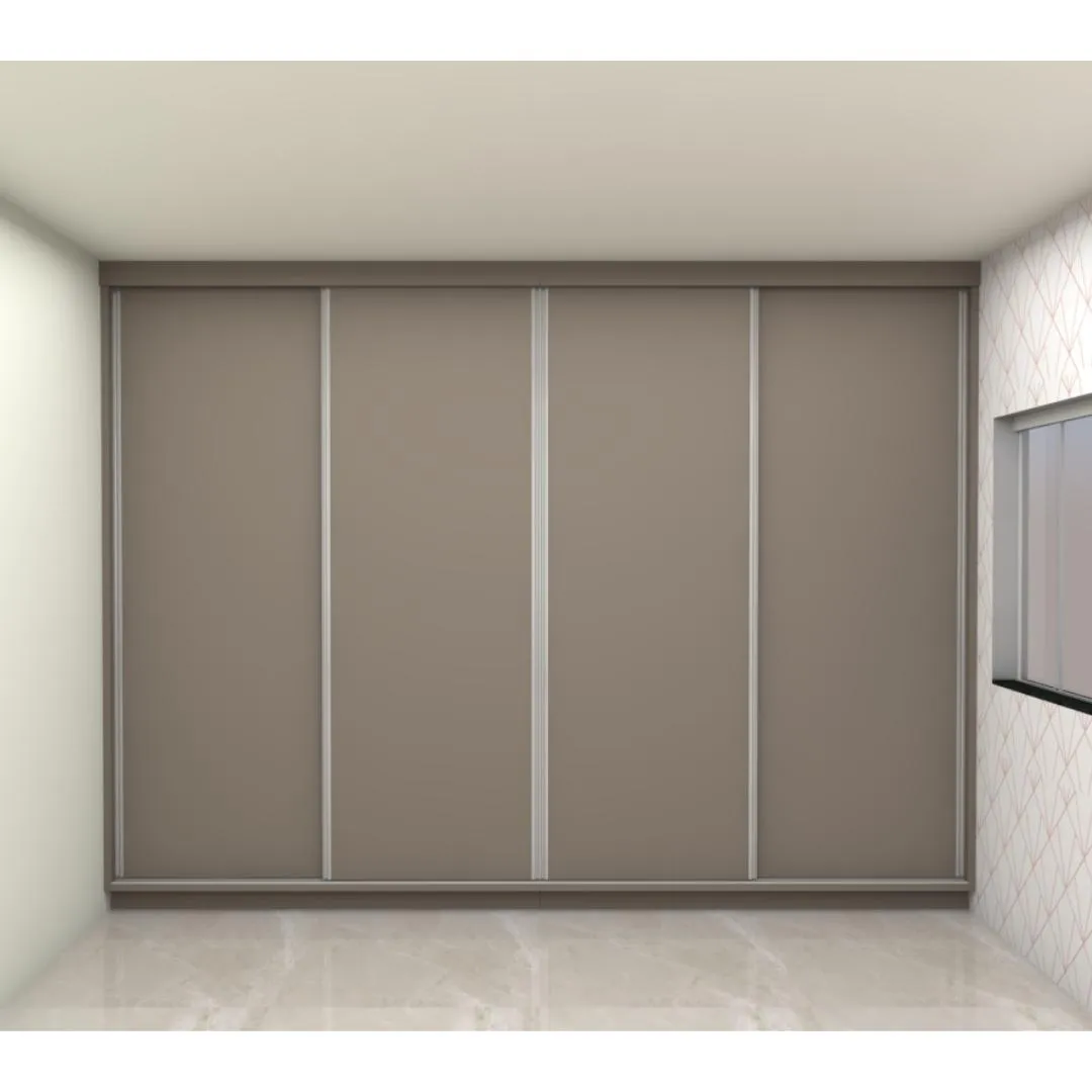 Armário Guarda-Roupa Sob medida 100% MDF com 4 Portas de Correr Hematita