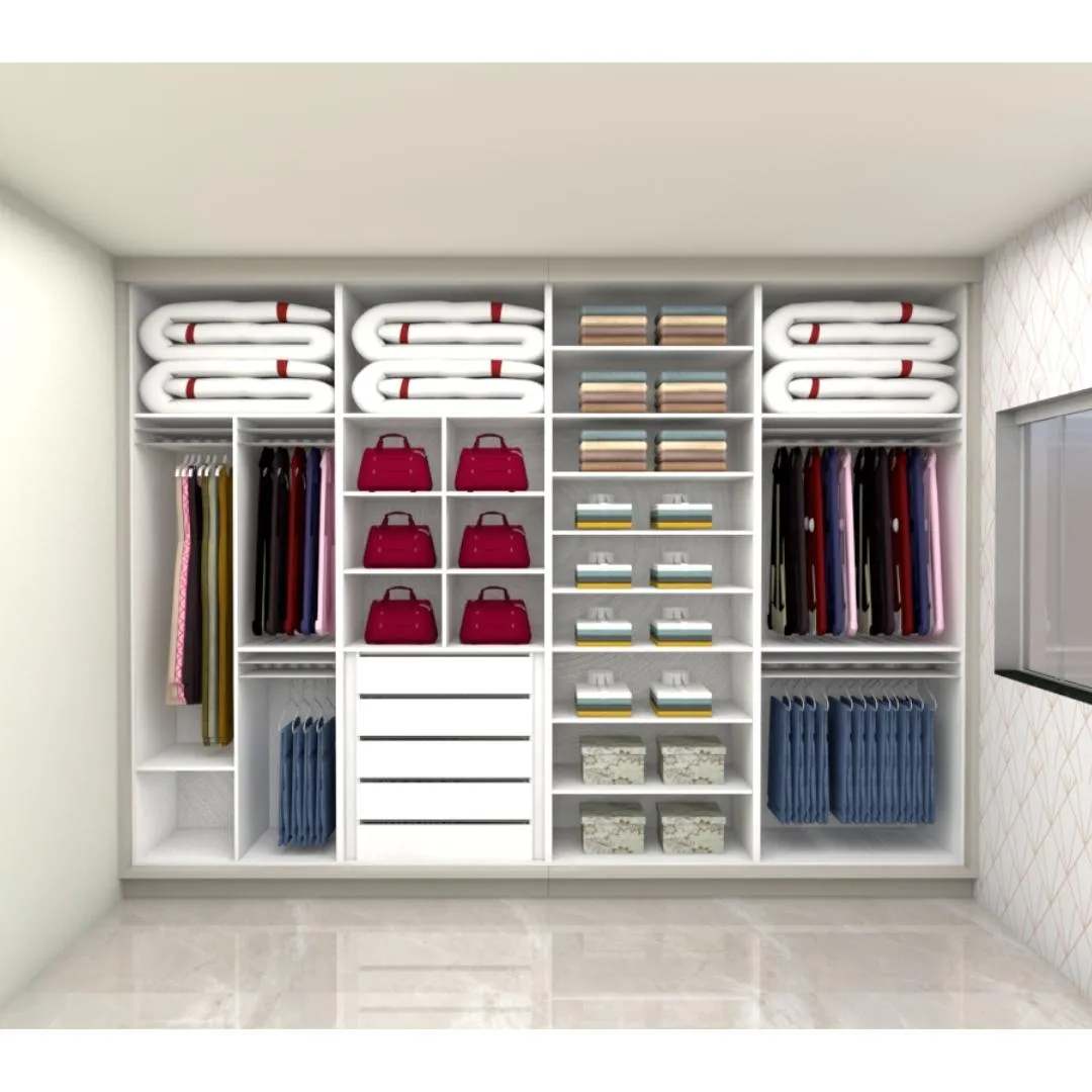 Armário Guarda-Roupa Sob medida 100% MDF com 4 Portas de Correr Jaspe