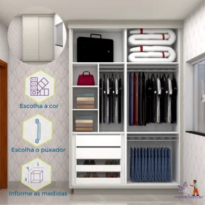 Armário Guarda-Roupa Sob medida 100% MDF com 2 Portas de Correr Ágata